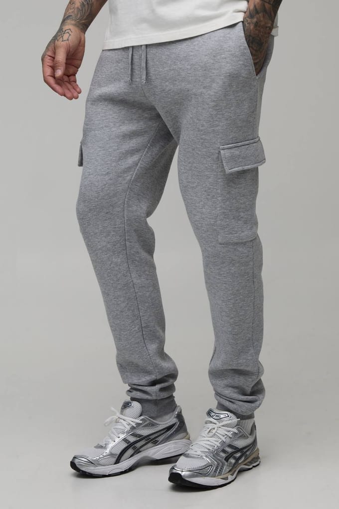 Tall Essential Skinny Fit Cargo Jogger | Grey Marl | Size Large