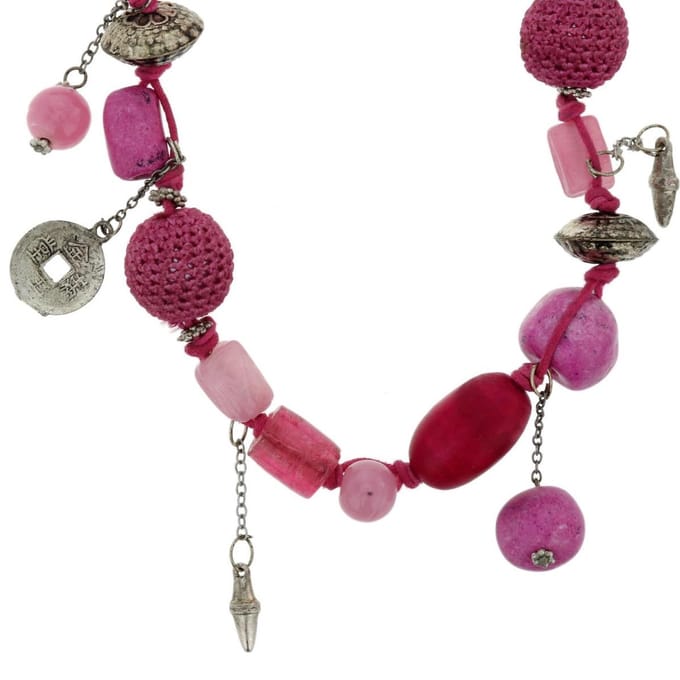 Behave - Lange kralenketting in roze tinten - Creatieve boho stijl