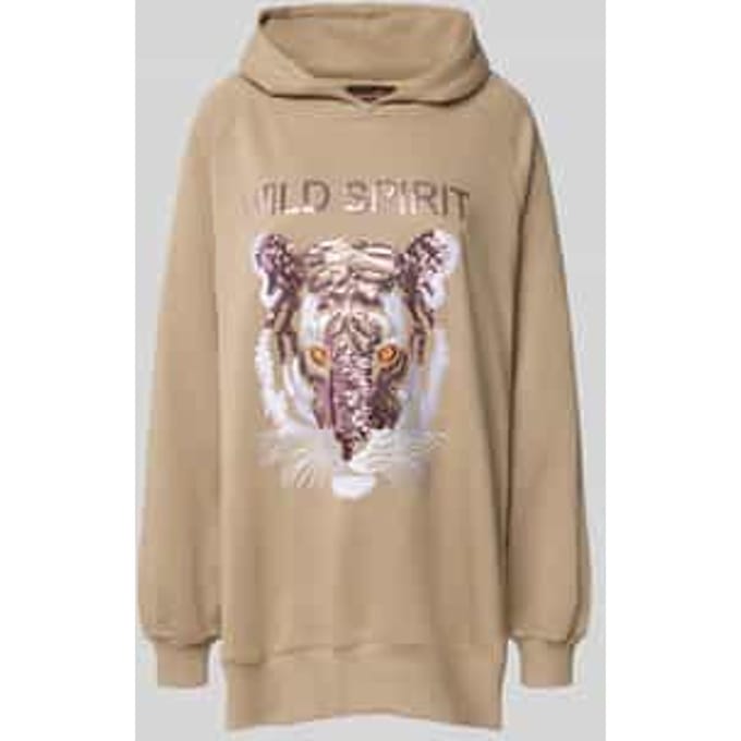 Oversized hoodie van puur katoen met motiefprint
