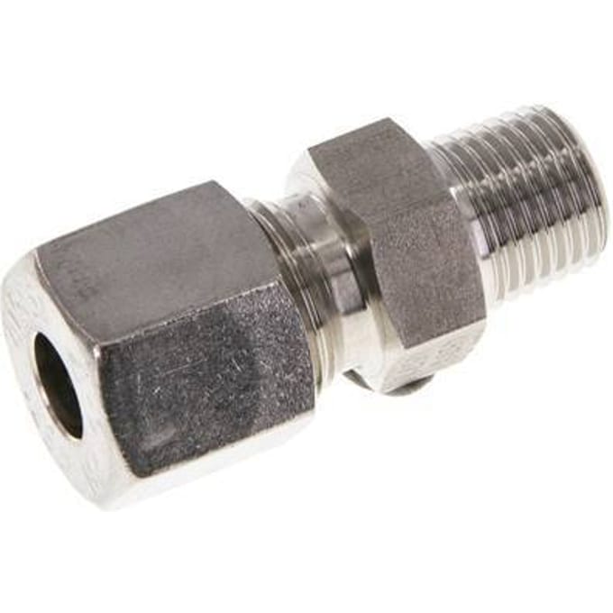 8L & R1/4'' RVS Rechte Snijringkoppeling Buitendraad 630bar ISO 8434-1