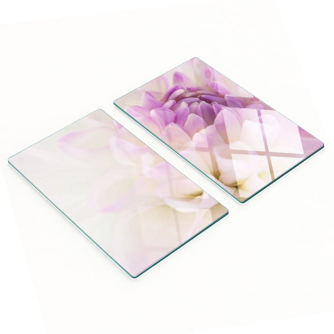 Geharde multifunctionele decoratieve glazen borden, wit dahlia, 2x30x52 cm