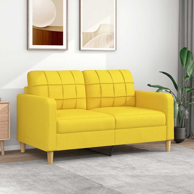 Vidaxl Bank 2-Persoons, Lichtgeel, 140 Cm, Bekleed met Stof