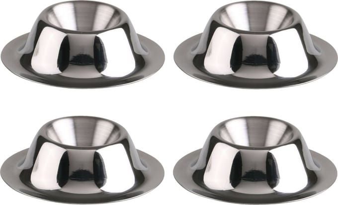 Eierdopjes - 8x - zilver - RVS /metaal - Dia 8 cm - brede onderzijde