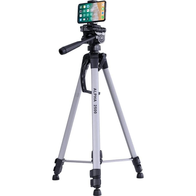 Cullmann Alpha 2500 Mobile | Aluminium statief voor smartphone en camera | Kleur: zilvergrijs