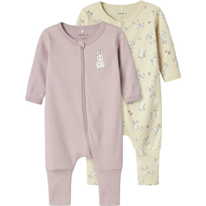Name It Baby Pyjama NBFNIGHTSUIT RABBIT Zip 2-Pack - Maat 50