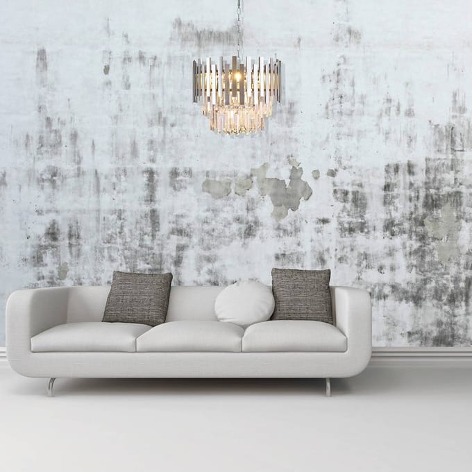 Eko-Light Hanglamp Aspen metaal chroomkleurig glaskristallen hoogte 30 cm