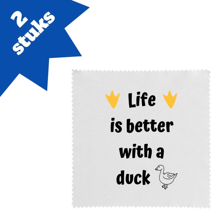 Akyol - life is better with a duck brillendoekjes - Eend - eenden liefhebbers - verjaardag - cadeau - kado - geschenk - 17,8 bij 17,8 cm - 2 stuks