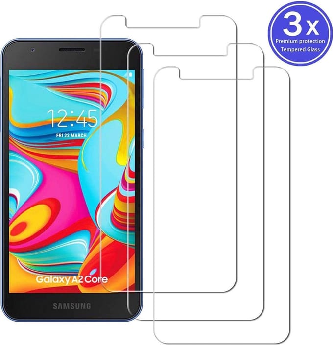 Screenprotector Glas - Tempered Glass Screen Protector Geschikt voor: Samsung Galaxy A2 Core - 3x