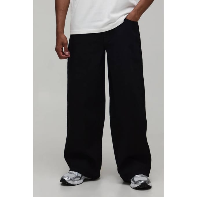 Essential Baggy Fit Rigid Washed Jeans | True Black | Size 54L