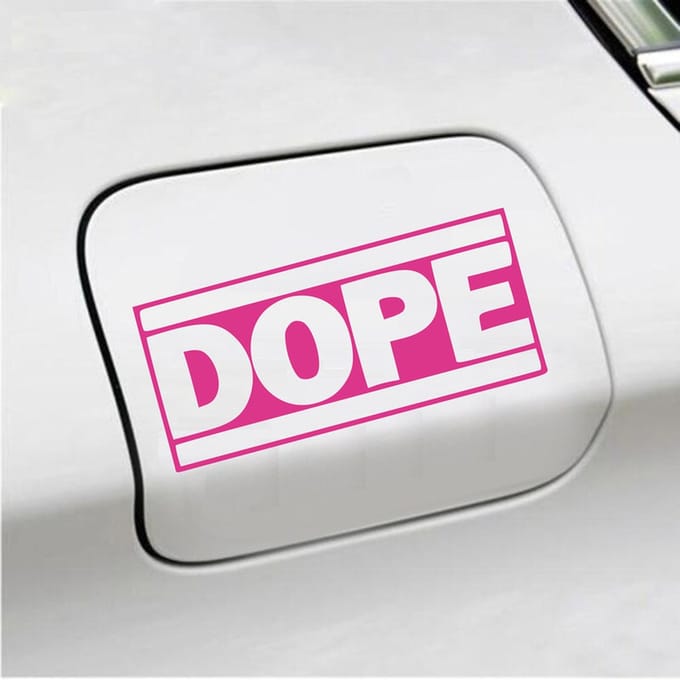 Bumpersticker - Dope - 7,4 X 14,8 - Roze