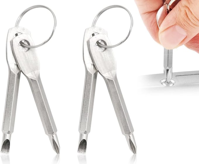 Allecto - Mini-schroevendraaier - Multifunctionele sleutelhanger - Draagbaar en handig - 4 stuks - Kruiskopschroevendraaier - Gereedschap voor repa...