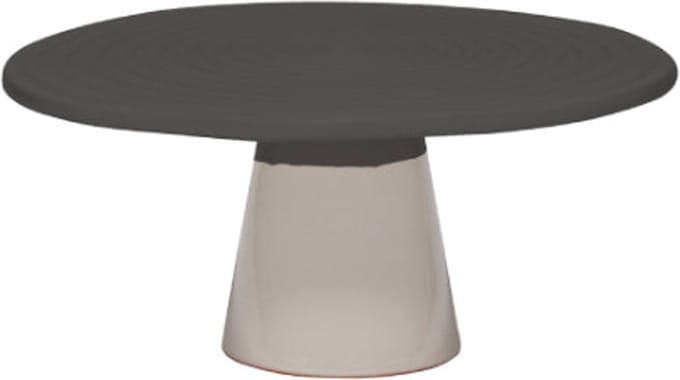 Dutchdeluxes - Gebakken keramiek - Taartplateau - Medium - 25 cm diameter - Grijs/wit
