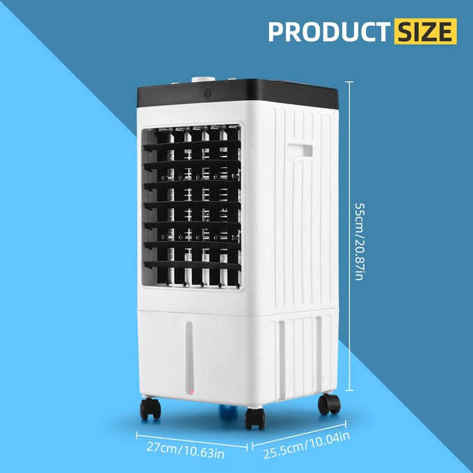 Refroidisseur d'air par évaporation Refroidisseur de marais à oscillation de 100 degrés avec télécommande / 2 glacières / 2,11 gal Remote Control EU Plug black