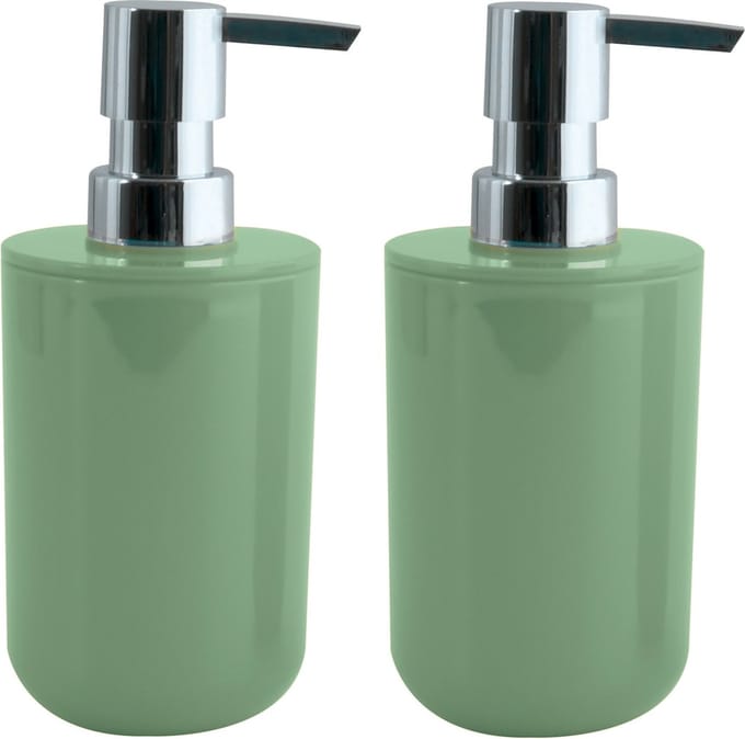 MSV Zeeppompje/dispenser Porto - 2x - PS kunststof - groen/zilver - 7 x 16 cm - 260 ml