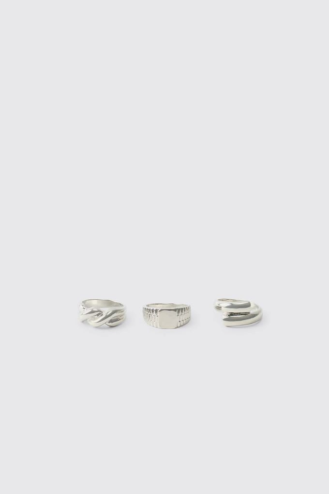 3-Pack Dikke Ringen | Silver | Size Small/Medium