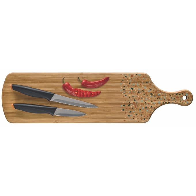 Richardson Sheffield Bamboo Terrazzo snijplank met schil- en huishoudmes