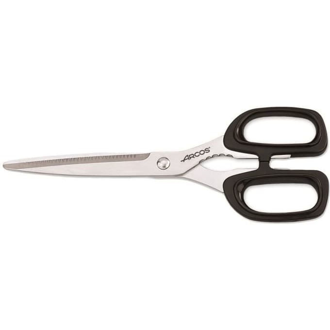 Ciseaux de cuisine Arcos 185900 en acier inoxydable et mangue en polypropylène noir 220 mm en boîte.
