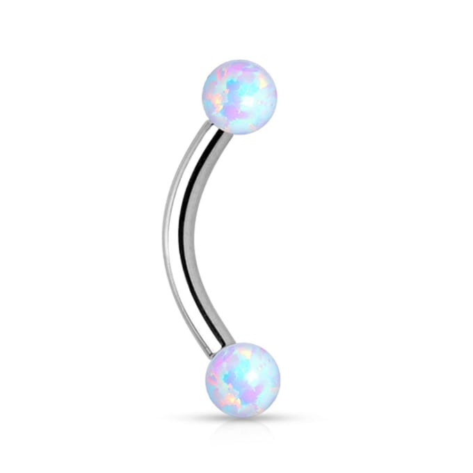 Piercing crved opal 1.8x8x3 - zilver - LMPiercings