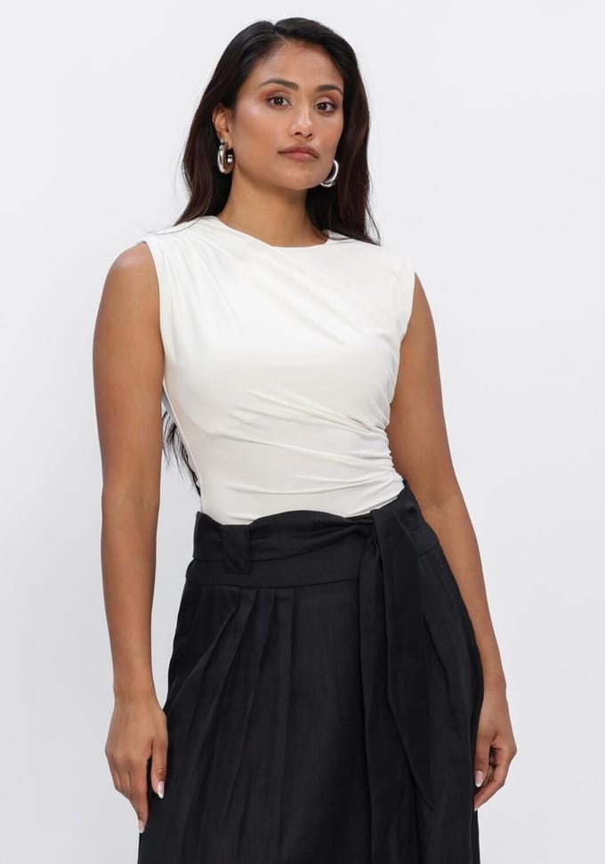 Rosemunde Billie Sl Drape Top Dames - Topjes - Gebroken wit - Maat 44