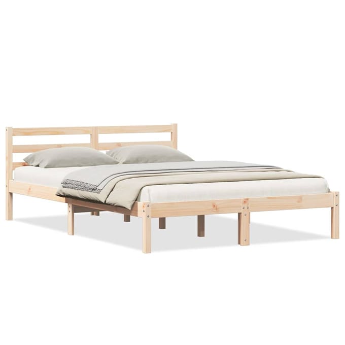 vidaXL - Bedframe - Bruin - 215,5 - x - 145,5 - x - 69,5 - cm - Massief - vurenhout