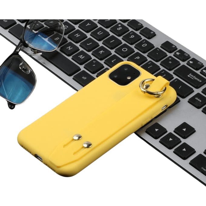 Comfycase iPhone 12 (Pro) Strap Holder Case Geel