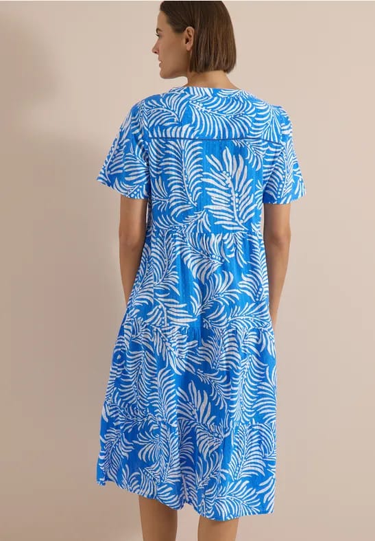 Midi-jurk met gespleten hals en print