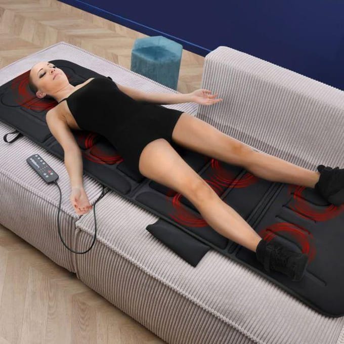 Matelas de massage - CELLUSTOP - Vibrant Chauffant - 10 moteurs - 5 modes - 3 intensités noir