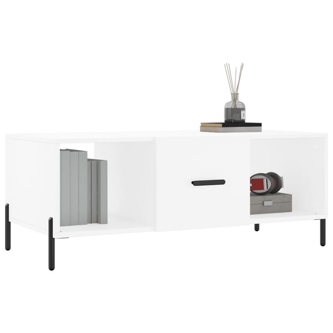 vidaXL - Salontafel - 102x50x40 - cm - bewerkt - hout - wit