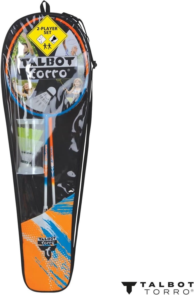 Schildkröt badminton set 2 rackets en shuttles oranje kwaliteit.