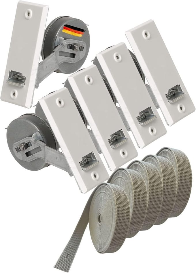Rolluik Bandopwinder - Inbouw Winder - Rolluiken Bediening - Duurzaam Ontwerp - 105 mm Hartafstand - Wit