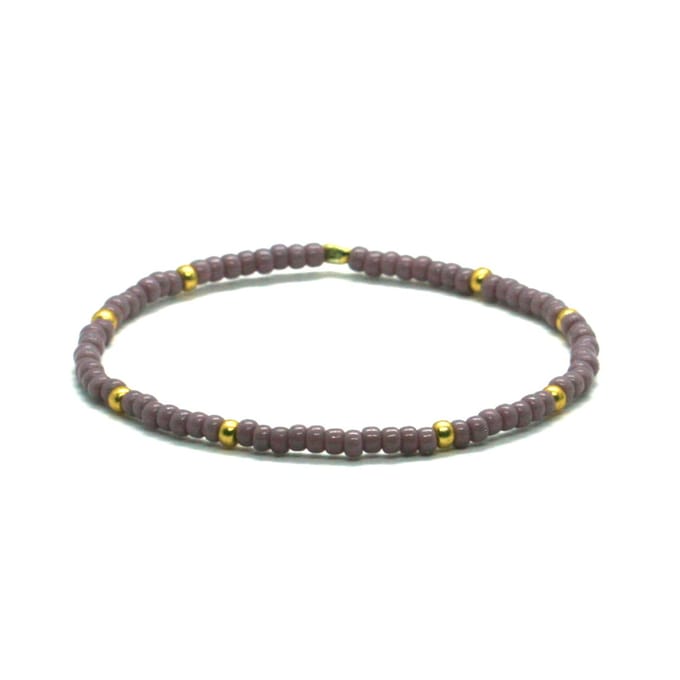 Armband lila - goud rvs - 3mm