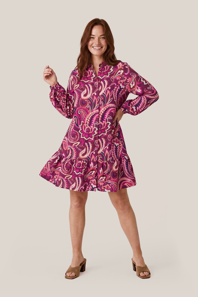 Caroline Tensen Camden Print Jurk Magenta / Multi