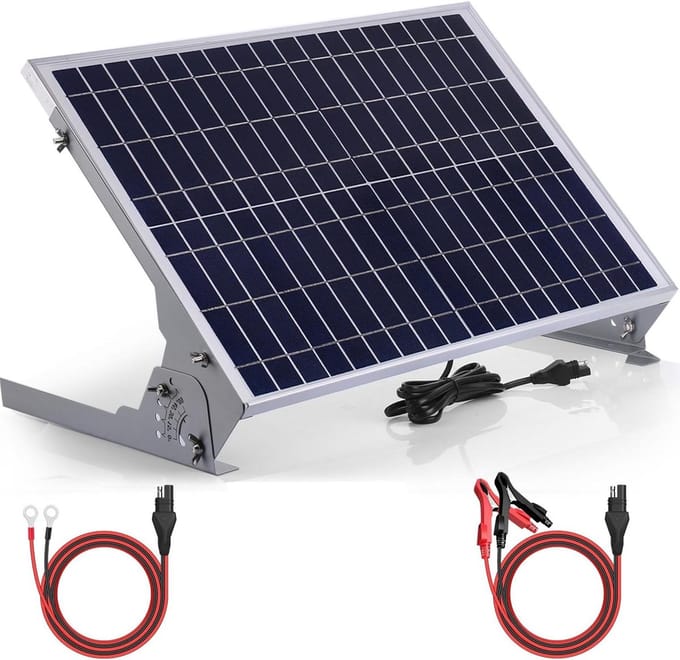 Zonnepaneel Oplader - Accu Druppellader - Batterij Onderhoud - MPPT Controller - 30 Watt - Zwart