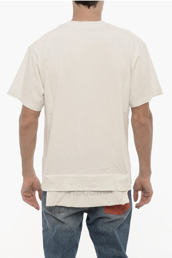 Effen T-shirt met ronde hals en taillezak in wit