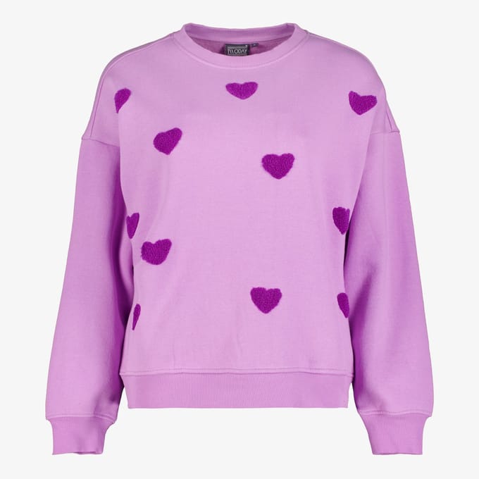 TwoDay dames sweater met hartjes paars - Maat XS