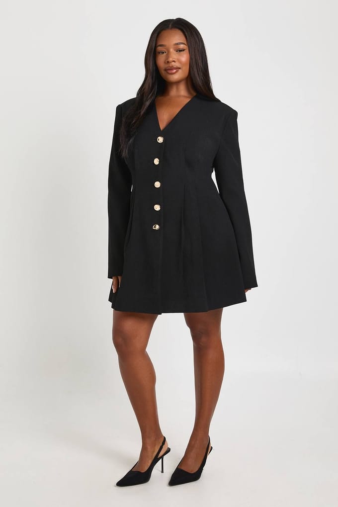 boohoo Dames Plus High Neck Kant Satin Gestructureerde Mini Jurk | Zwart | Maat: 46
