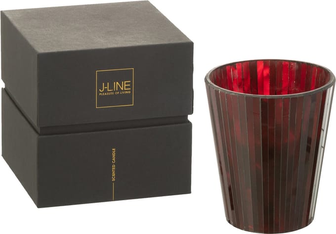 J-Line geurkaars Noa - Ruby Red - glas - rood - large - 60U
