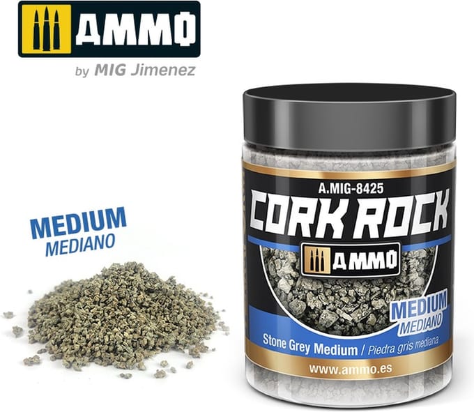 AMMO by Mig Jimenez Modelbouwdecoratie - MIG 8425 Cork Rock Stone Grey - Medium - Terraform - 100ml Effecten potje