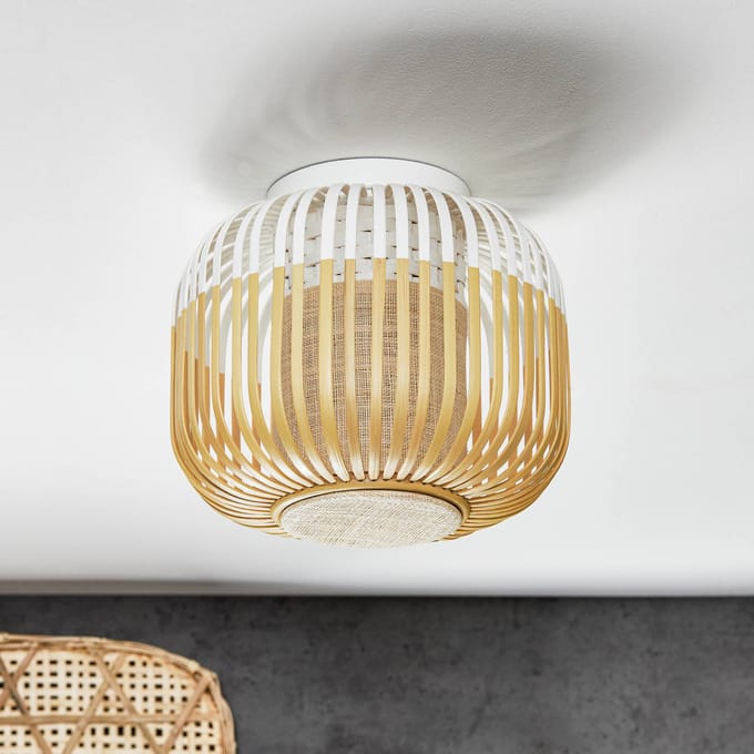 Forestier plafondlamp Bamboo XS, Ø 27 cm, wit