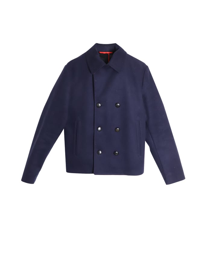 Alexander McQueen Korte Peacoat in Marineblauwe Schapenwol
