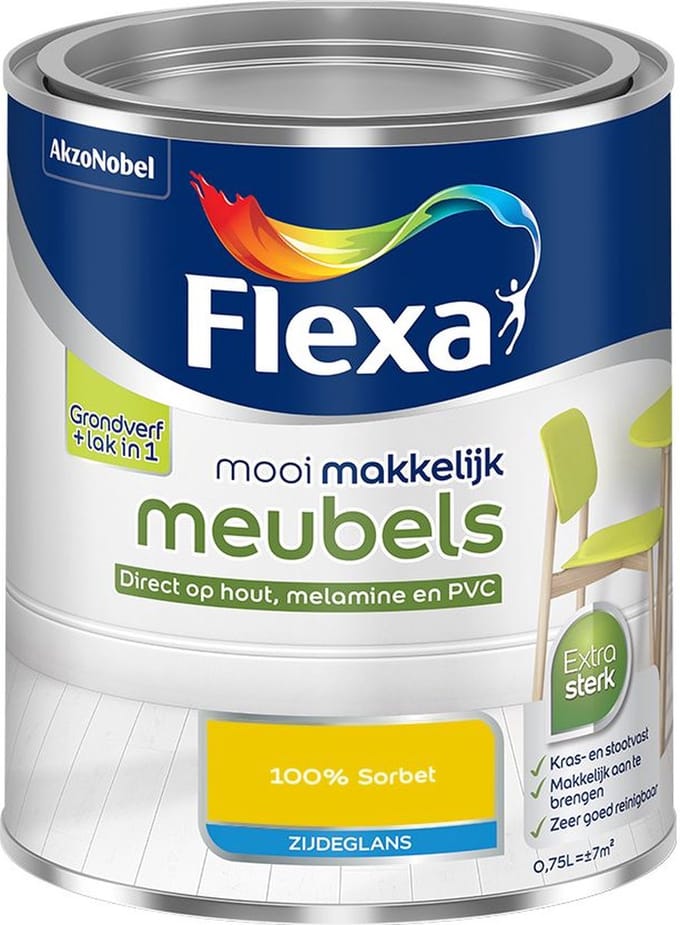 Flexa - Mooi Makkelijk Meubels Zijdeglans - 100% Sorbet - Mengverf - 750 Ml