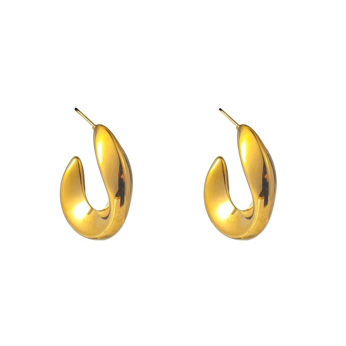 Go Dutch Label Oorknoppen Wavy Hollow Hoop Goudkleurig