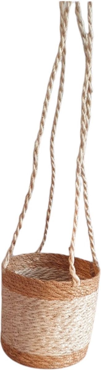 Hangplantenmandje /hangmandje Wit/Naturel 16cm