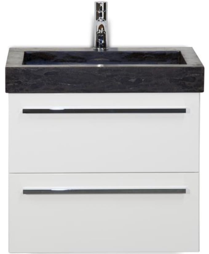 Seville Badmeubelset 60 cm - Wit Hoogglans - Wastafel Hardsteen Wit Lucca