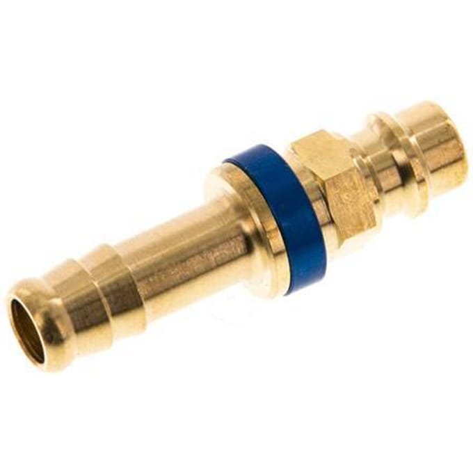 Messing DN 7.2 (Euro) Blauw-Coded Luchtkoppeling Insteeknippel 9 mm Slangpilaar