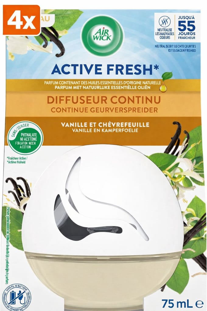 (4x) Air Wick Decosphere Vanille & Kamperfoelie