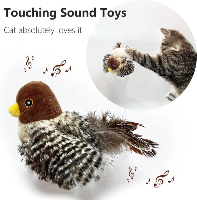 Interactief Kattenspeelgoed Piepende Vogel Pluche Kattenkruid