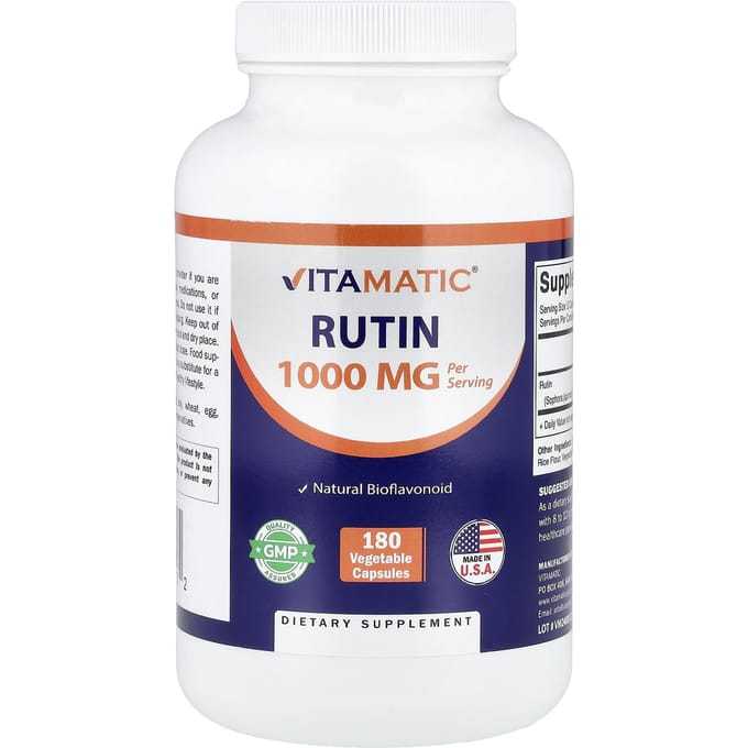 Vitamatic, Rutine, Capsules Végétales, 180 Capsules (500 mg par capsule)