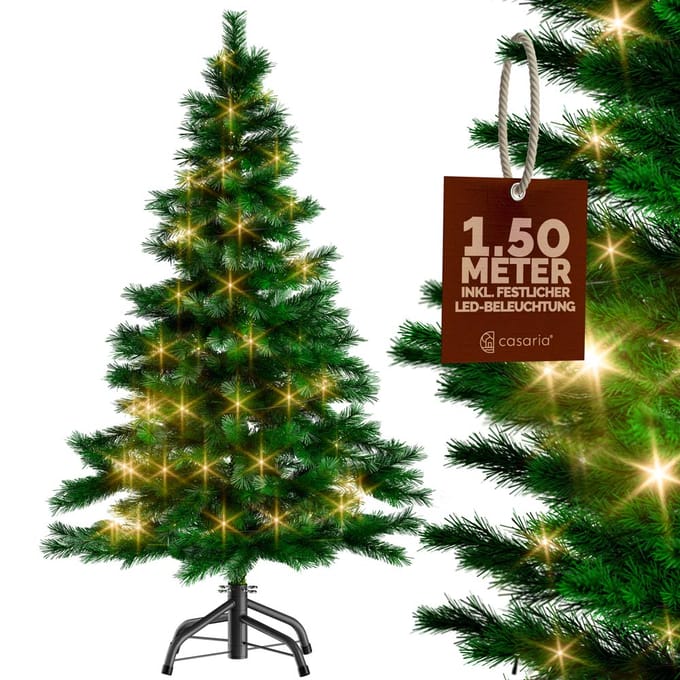 Casaria Kerstboom 150 cm – Incl. LED Kerstverlichting PE Groen