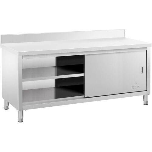 RVS werkkast - ECO - 200 x 60 cm - 600 kg - achterwand - Royal Catering RCSSCB-200X60-E-B
